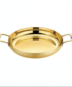 SOGA 32cm Flat Base Seafood Dry Pot in Elegant Gold Color with Durable for Kitchen Essential