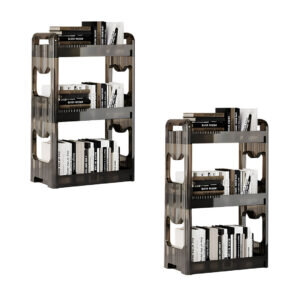 SOGA 2X 38x24cm Clear 4 Tier Bookshelf & Cosmetic Storage Organizer Trolley Rack