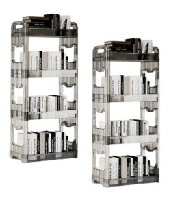SOGA 2X 38x24cm Clear 3 Tier Bookshelf & Cosmetic Storage Organizer Trolley Rack