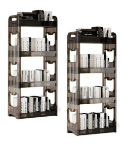 SOGA 2X 38x24cm Black 3 Tier Bookshelf & Cosmetic Storage Organizer Trolley Rack
