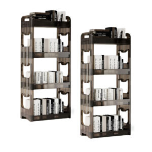 SOGA 2X 38x24cm Black 3 Tier Bookshelf & Cosmetic Storage Organizer Trolley Rack