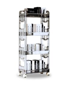 SOGA 38x24cm Black 4 Tier Bookshelf & Cosmetic Storage Organizer Trolley Rack