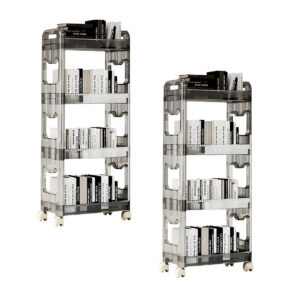 SOGA 2X 38x24 Black 4 Tier Bookshelf & Cosmetic Storage Organizer Trolley Rack