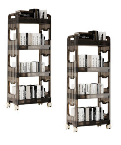 SOGA 2X 38x24cm Black 3 Tier Bookshelf & Cosmetic Storage Organizer Trolley Rack