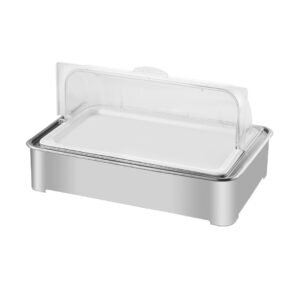 SOGA 59x38.5cm Silver Color Ceramic Serving Bowl Chafing Dish for Kitchen Essential