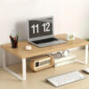2-SOGA 2X 40cm Wood Computer Monitor Elevated Stand Desktop Support Station Rack