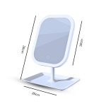 2-SOGA 26cm White Squared Smart LED Makeup Bedroom Table Vanity Mirror Tricolor w/ 5x Magnification