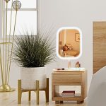 3-SOGA 26cm White Squared Smart LED Makeup Bedroom Table Vanity Mirror Tricolor  w/ 5x Magnification