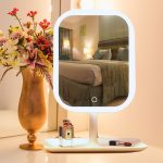 4-SOGA 26cm White Squared Smart LED Makeup Bedroom Table Vanity Mirror Tricolor  w/ 5x Magnification