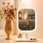 4-SOGA 26cm White Squared Smart LED Makeup Bedroom Table Vanity Mirror Tricolor w/ 5x Magnification