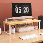 6-SOGA 40cm Wood Computer Monitor Elevated Stand Desktop Support Station Rack