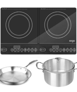 SOGA Dual Burners Cooktop Stove 30cm Stainless Steel Induction Casserole and 30cm Fry Pan