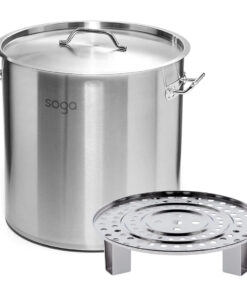 SOGA 50L Stainless Steel Stock Pot with One Steamer Rack Insert Stockpot Tray