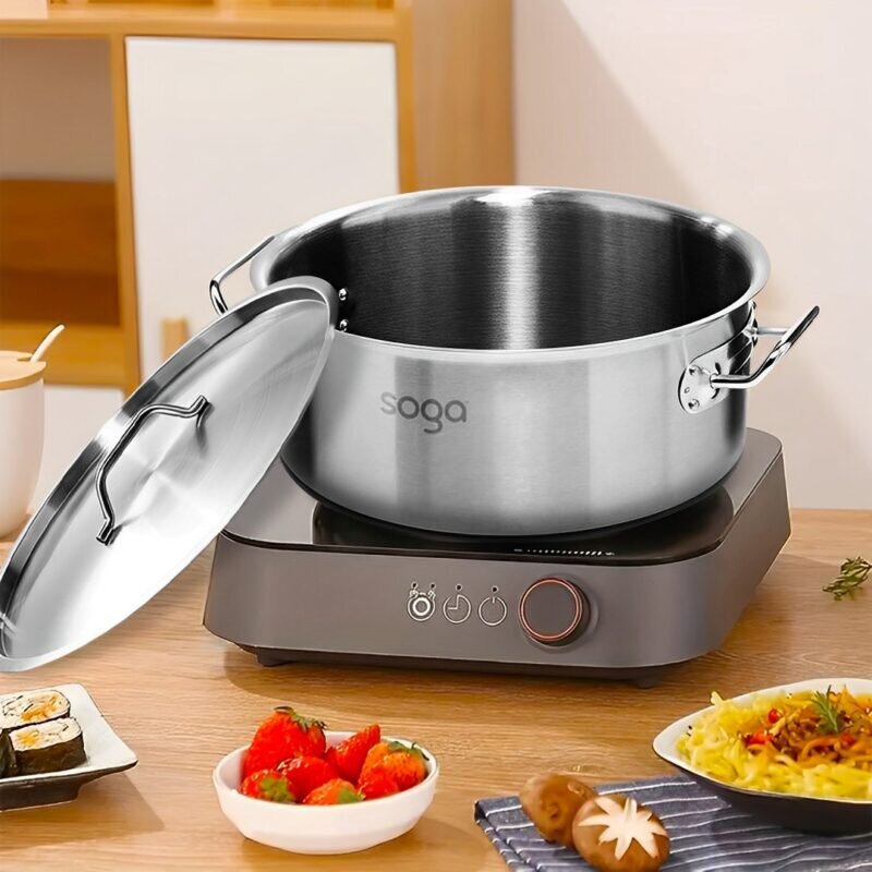 SOGA Stock Pot 9L 23L Top Grade Thick Stainless Steel Stockpot 18/10 - Image 2
