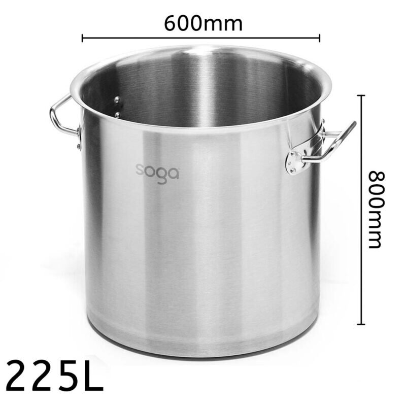 SOGA Stock Pot 225L Top Grade Thick Stainless Steel Stockpot 18/10 Without Lid - Image 5