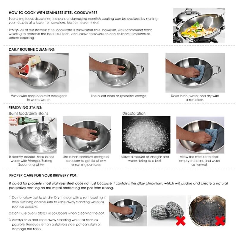SOGA Stock Pot 225L Top Grade Thick Stainless Steel Stockpot 18/10 Without Lid - Image 9