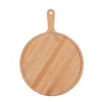 1-SOGA 9 inch Blonde Round Premium Wooden Serving Tray Board Paddle with Handle Home Decor