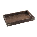 1-SOGA Small Walnut Brown Rectangle Wooden Tray Breakfast Dinner Serving Board Tea Set Holder Kitchen Home Decor