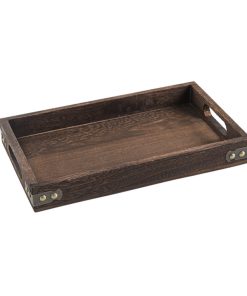 1-SOGA Small Walnut Brown Rectangle Wooden Tray Breakfast Dinner Serving Board Tea Set Holder Kitchen Home Decor