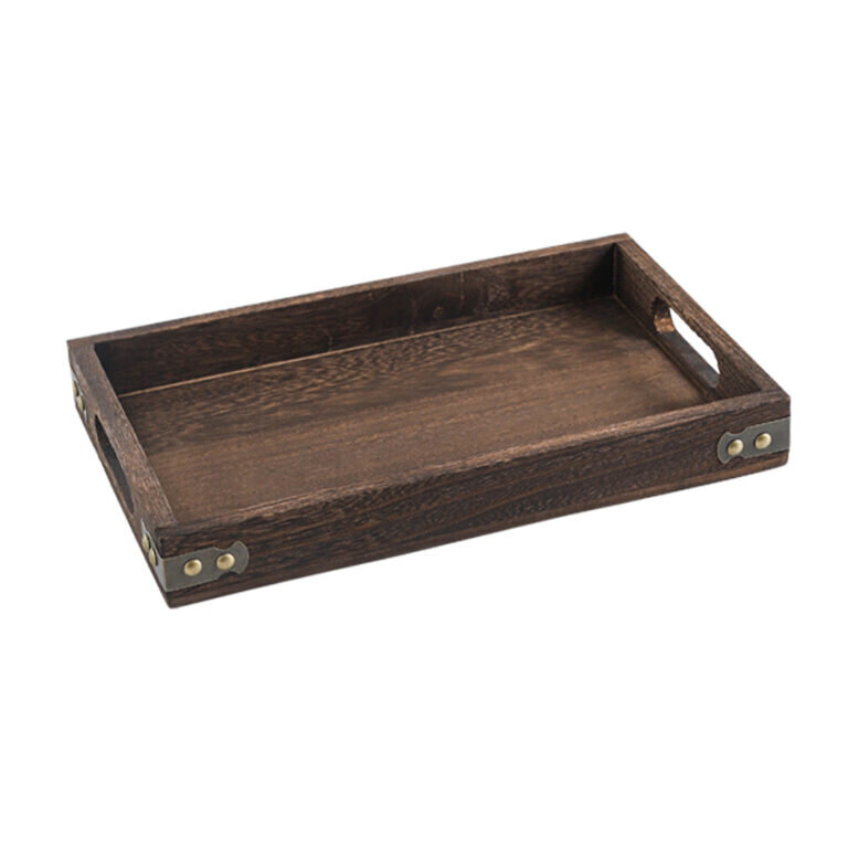 1-SOGA Small Walnut Brown Rectangle Wooden Tray Breakfast Dinner Serving Board Tea Set Holder Kitchen Home Decor