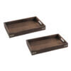 1-SOGA 2X Small Walnut Rectangle Wooden Tray Breakfast Dinner Serving Board Tea Set Holder Kitchen Home Decor