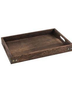 1-SOGA Medium Walnut Rectangle Wooden Tray Breakfast Dinner Serving Board Tea Set Holder Kitchen Home Decor
