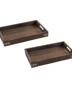 1-SOGA 2X Large Walnut Rectangle Wooden Tray Breakfast Dinner Serving Board Tea Set Holder Kitchen Home Decor