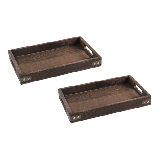 1-SOGA 2X Large Walnut Rectangle Wooden Tray Breakfast Dinner Serving Board Tea Set Holder Kitchen Home Decor