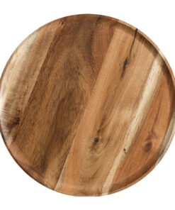 1-SOGA 25cm Brown Round Wooden Centerpiece Serving Tray Board Home Decor