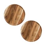1-SOGA 2X 25cm Brown Round Wooden Centerpiece Serving Tray Board Home Decor