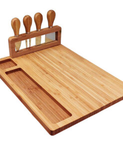 1-SOGA 36cm Brown Rectangular Wood Cheese Board Charcuterie Serving Tray with Knife Set Countertop Decor