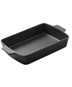 1-SOGA 38cm Cast Iron Rectangle Bread Cake Baking Dish Lasagna Roasting Pan