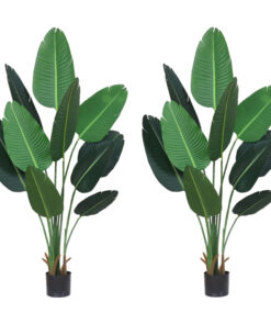 SOGA 2X 180cm Artificial Bird of Paradise Plants Fake Tropical Palm Tree with 10 in Pot and Woven Seagrass Belly, Home Decor