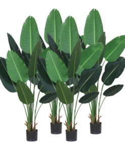 SOGA 4X 180cm Artificial Bird of Paradise Plants Fake Tropical Palm Tree with 10 in Pot and Woven Seagrass Belly, Home Decor