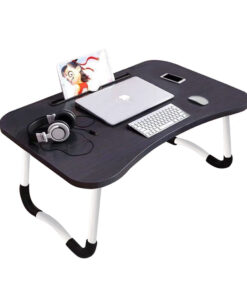 SOGA Black Portable Bed Table Adjustable Foldable Bed Sofa Study Table Laptop Mini Desk with Notebook Stand Card Slot Holder Home Decor