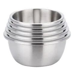 SOGA 5Pcs Deepen Matte Stainless Steel Stackable Baking Washing Mixing Bowls Set Food Storage Basin