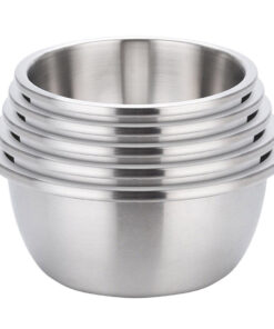 SOGA 5Pcs Deepen Matte Stainless Steel Stackable Baking Washing Mixing Bowls Set Food Storage Basin