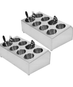 SOGA 2X 18/10 Stainless Steel Commercial Conical Utensils Cutlery Holder with 8 Holes