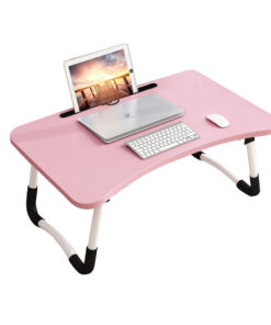 SOGA Pink Portable Bed Table Adjustable Foldable Bed Sofa Study Table Laptop Mini Desk with Notebook Stand Card Slot Holder Home Decor