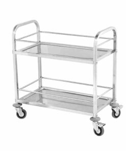 1-SOGA 2 Tier 75x40x84cm Stainless Steel Drink Wine Food Utility Cart Small