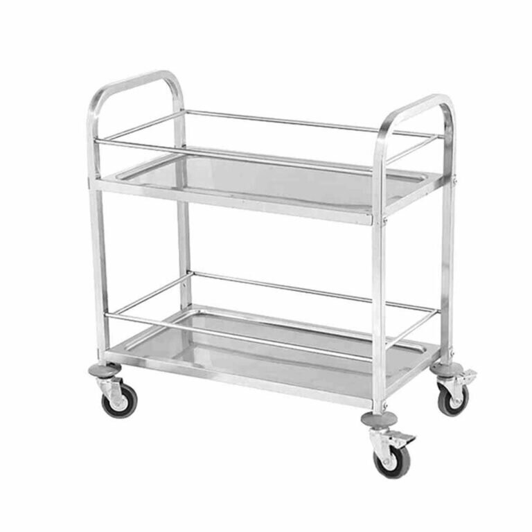 1-SOGA 2 Tier 75x40x84cm Stainless Steel Drink Wine Food Utility Cart Small