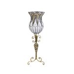 1-SOGA 85cm European Clear Glass Floor Home Decor Flower Vase with Tall Metal Stand