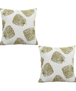 SOGA 2X 50cm Throw Pillow White with Olive Green Autumn Harvest Pumpkin Print Home Decor