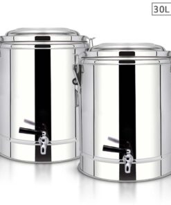 SOGA 2X 30L Stainless Steel Insulated Stock Pot Dispenser Hot & Cold Beverage Container With Tap