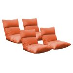 1-SOGA 4X Lounge Floor Recliner Adjustable Lazy Sofa Bed Folding Game Chair Orange