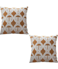SOGA 2X 50cm Throw Pillow Brown Circular Chain Jacquard Decorative Square for Home Decor