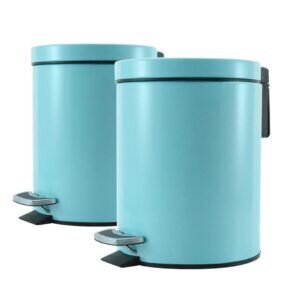 1-SOGA 2X 12L Foot Pedal Stainless Steel Rubbish Recycling Garbage Waste Trash Bin Round Blue