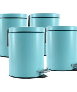 1-SOGA 4X 12L Foot Pedal Stainless Steel Rubbish Recycling Garbage Waste Trash Bin Round Blue