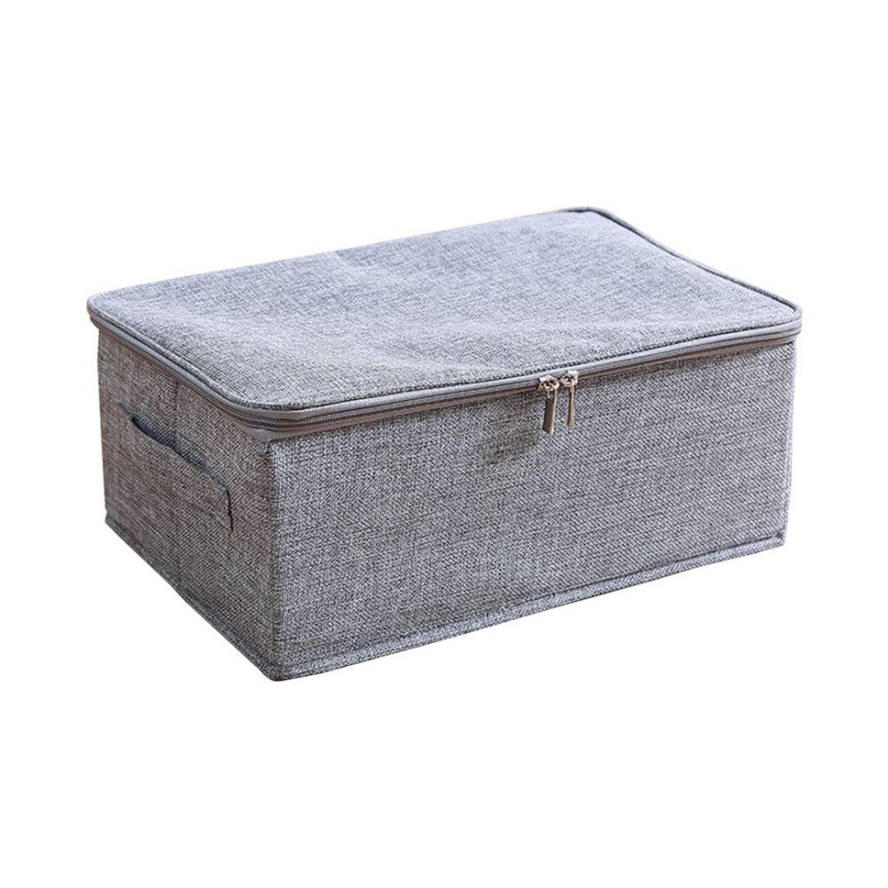 1-SOGA Grey Small Portable Double Zipper Storage Box Moisture Proof Clothes Basket Foldable Home Organiser