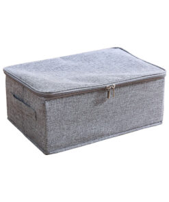 1-SOGA Grey Small Portable Double Zipper Storage Box Moisture Proof Clothes Basket Foldable Home Organiser